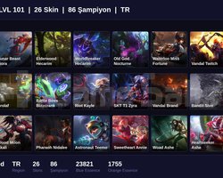 TR / 101 LVL + 26 SKİN + UNRANKED !!