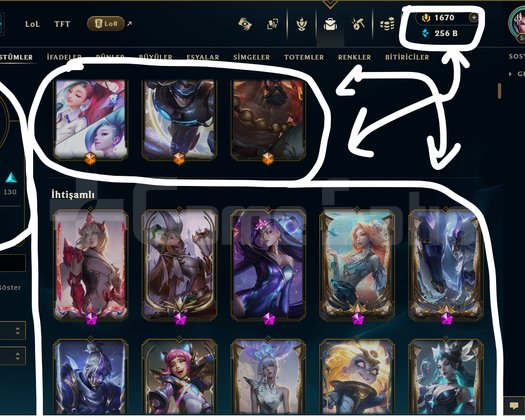 586 LEVEL / 262 SKİN / FUL HERO +MAİL +1.5K RP