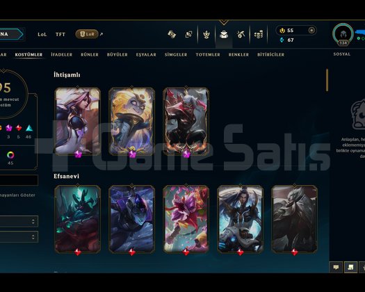 EUW | 134 LVL | ZÜMRÜT 2 55 WR | 95 SKİN