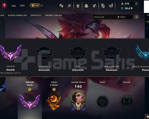 EUW MASTER 20 LP  YÜKSEK MMR HESAP