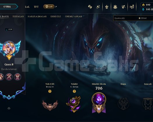 ALTIN ELO BİTİRMİŞ LOL HESABI