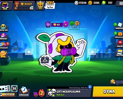 BRAWL STARS ÇOK EKSTRALI HESAP 92500 KUPA