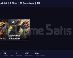 TR / 34 LVL + 2 SKİN + GOLD MMR !!!