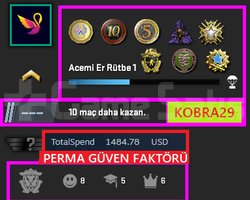 FACEİT+50K OYUN+9 MADALYA 225 WİN 1017 SAAT SEÇKİN