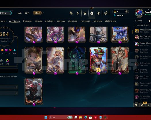 yükselen ahri dolu hesap 600+ skinli hesap