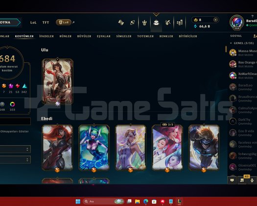 yükselen ahri dolu hesap 600+ skinli hesap
