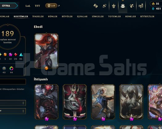 189 KOSTÜM | 202 ŞAMPİYON | 7 PRESTİJ SKIN | HESAP