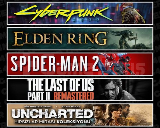 Cyberpunk +Elden +Spider 2 +TLOU2 +Uncharted