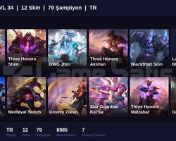 TR / 34 LVL + 12 SKİN + GOLD IV !!
