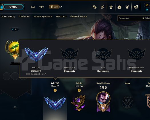 195 game 55.4 wr +21 -19 lp 1 ebedi kostüm dia 4