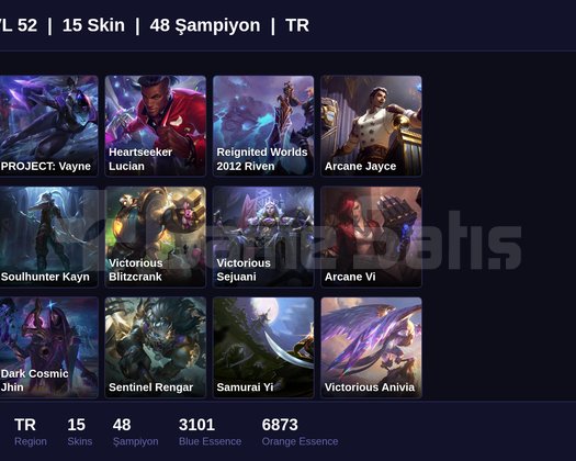 TR / 52 LVL + 15 SKİN + GOLD II !!