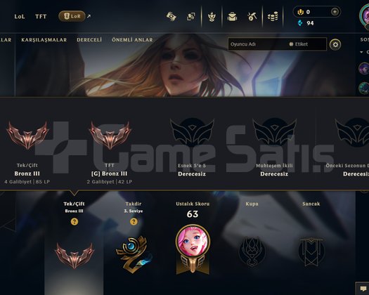 TR 30 LVL UNRANK HESAP SIRALAMA MAÇI OYNANMIŞ