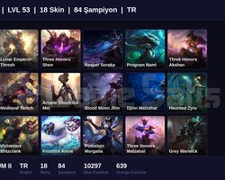 TR / 53 LVL + 18 SKİN + PLATINUM II !!
