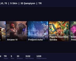 TR / 70 LVL + 5 SKİN + PLAT MMR !!