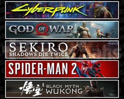 Cyberpunk +GOW +Sekiro +Spider 2 +Wukong