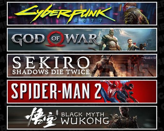 Cyberpunk +GOW +Sekiro +Spider 2 +Wukong