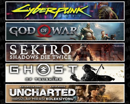 Cyberpunk +GOW +Sekiro +Tsushima +Uncharted