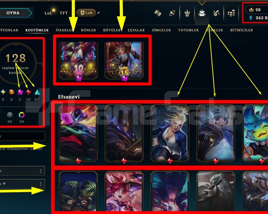 360 LVL + 128 KOSTÜM + 172 HERO + GÜMÜŞ 3 + TEL!