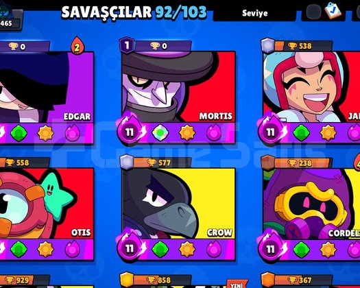 Brawl Stars 33k 92 karakter hesap