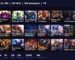 TR / 290 LVL + 105 SKİN + UNRANKED !!
