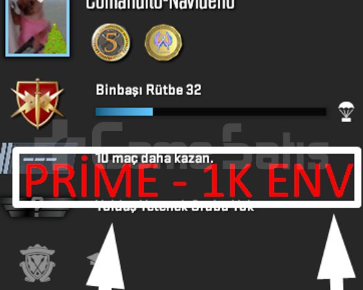 ANINDA | 1000 TL ENV. + PRİME + RANK HAZIR + 2 MAD