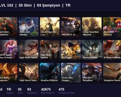 TR / 152 LVL + 35 SKİN + UNRANKED !!