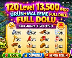 120 LEVEL 13.500 DEPO FULL MALZEME DOLU HESAP