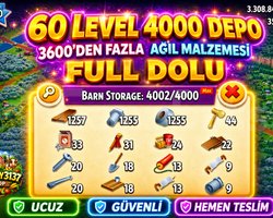 60 LEVEL 4000 DEPO FULL AĞIL DOLU HESAP