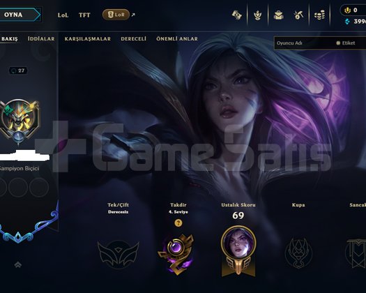 TR 27 LEVEL UNRANKED KOZMİK BELA KASSADİNLİ HESAP