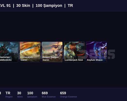 TR / 91 LVL + 30 SKİN + SILVER II !!