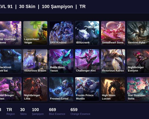 TR / 91 LVL + 30 SKİN + SILVER II !!