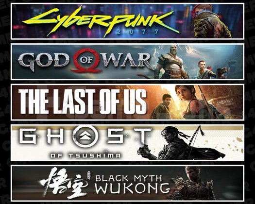 Cyberpunk +GOW +TLOU1 +Tsushima +Wukong