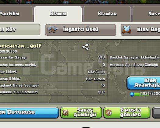 25seviye klan başkenti 10 seviye klan