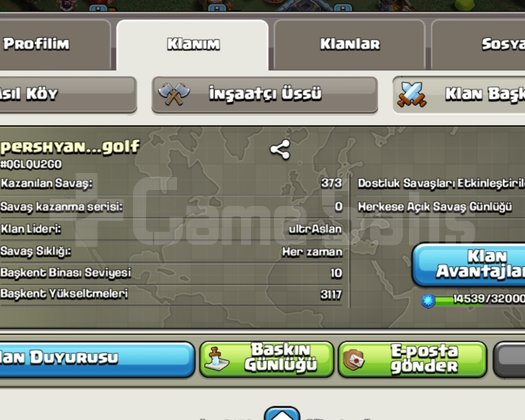 25seviye klan başkenti 10 seviye klan