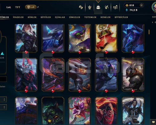 988 LEVEL / 330 SKİN / FUL HERO +MAİL +14K SATIŞ