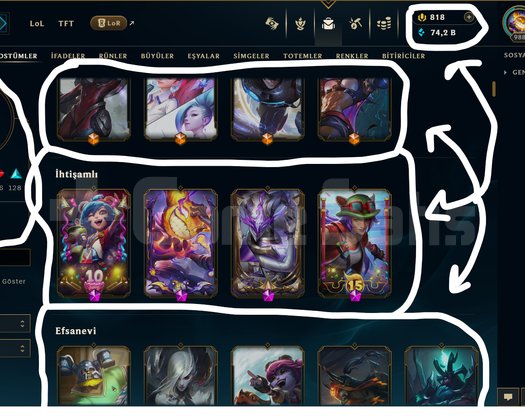 988 LEVEL / 330 SKİN / FUL HERO +MAİL +14K SATIŞ