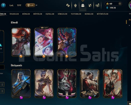 Lol Tr 288 skin 430 lvl kişisel hesap