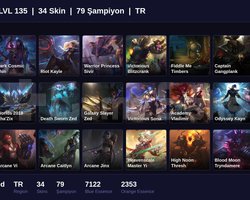 TR / 135 LVL + 34 SKİN + UNRANKED !!