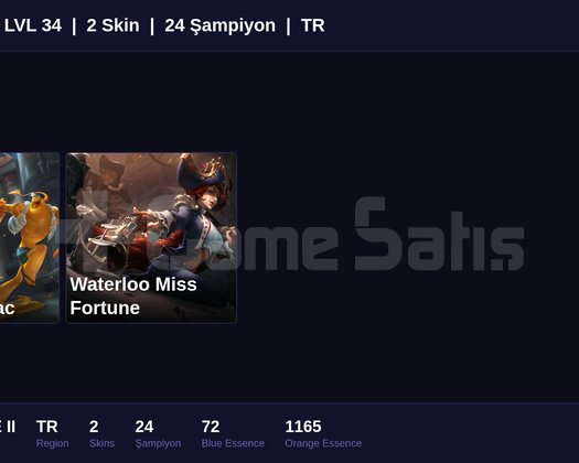 TR / 34 LVL + 2 SKİN + BRONZE II !!