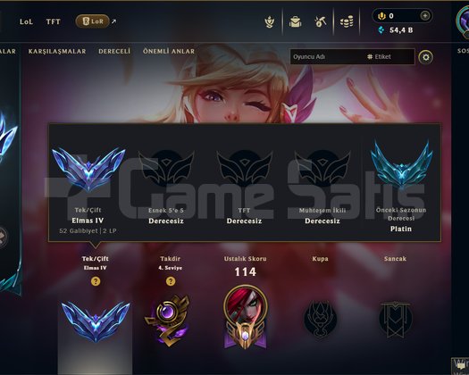 TR DİA 4 58 WR YÜKSEK MMR 50k MÖZ