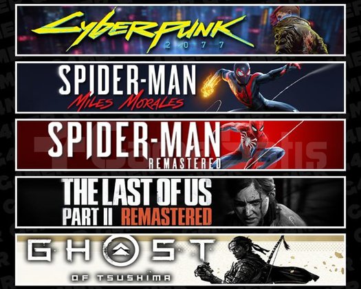 Cyberpunk +Miles +Spider 1 +TLOU2 +Tsushima