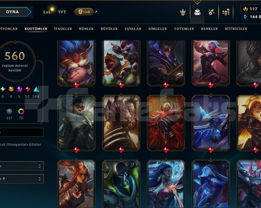 560 SKİN / FUL HERO +MAİL +14K SATIŞ