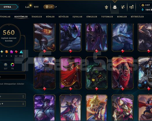 560 SKİN / FUL HERO +MAİL +14K SATIŞ
