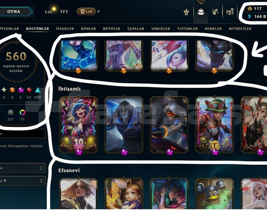 560 SKİN / FUL HERO +MAİL +14K SATIŞ