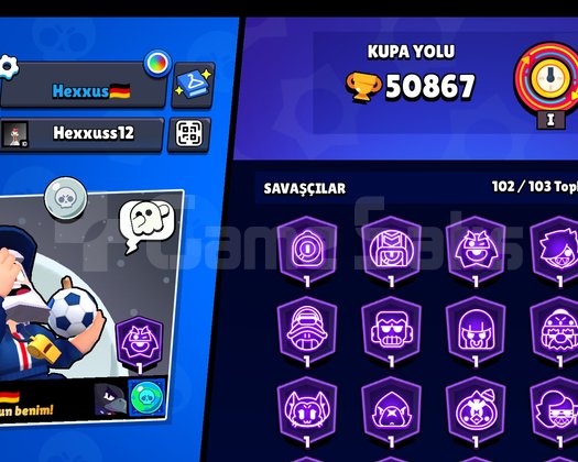AY ŞÖHRETLİ 102 KARAKTERLİ 50k KUPALI HESAP