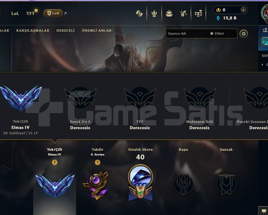 EUW/ DIAMOND 4 / MASTER ELO /+30LP GAIN HESAP