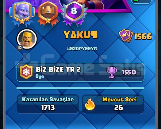 13600+ kupa 16 seviye kule Clash Royale hesabı sat
