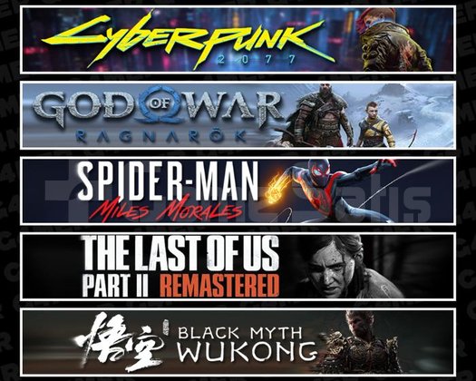 Cyberpunk +Ragnarök +Miles +TLOU2 +Wukong
