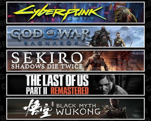 Cyberpunk +Ragnarök +Sekiro +TLOU2 +Wukong