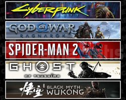 Cyberpunk +Ragnarök +Spider 2 +Tsushima +Wukong